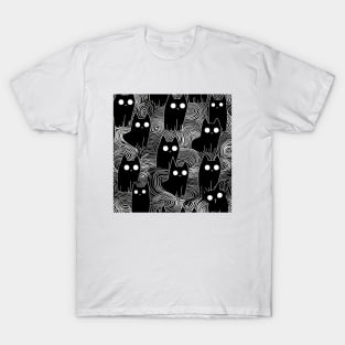 Black and White Staring Cats T-Shirt